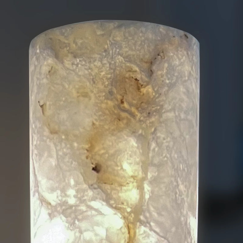 Natural & Brass Cylinder Round 2-Light Wall Sconce Lamp