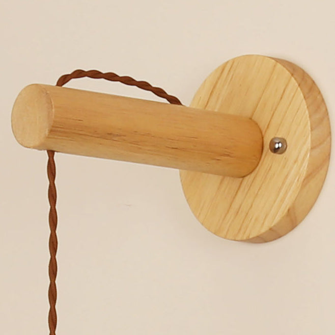Japanese Solid Wood Hollow Round 1-Light Wall Sconce Lamp