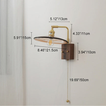 Glass Copper Wood Round Square 1-Light Wall Sconce Lamp