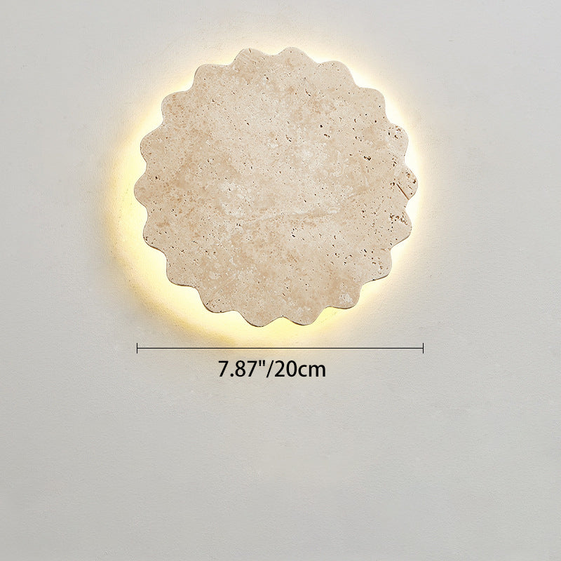 Japanese Beige Travertine Wavy Floral LED Wall Sconce Lamp