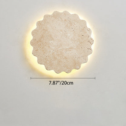 Japanese Beige Travertine Wavy Floral LED Wall Sconce Lamp