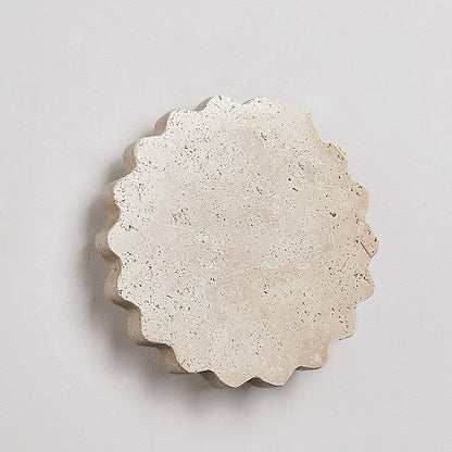 Japanese Beige Travertine Wavy Floral LED Wall Sconce Lamp