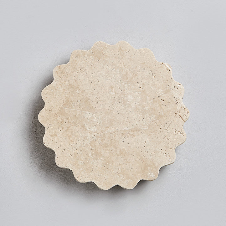 Japanese Beige Travertine Wavy Floral LED Wall Sconce Lamp