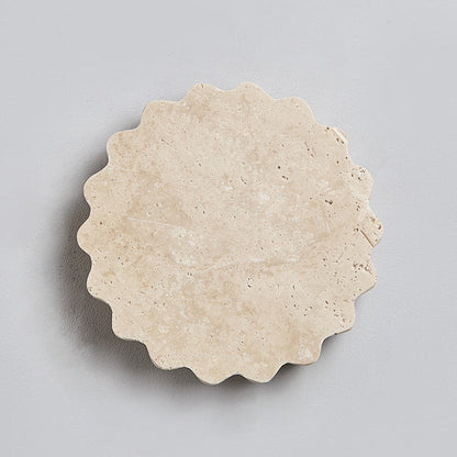 Japanese Beige Travertine Wavy Floral LED Wall Sconce Lamp