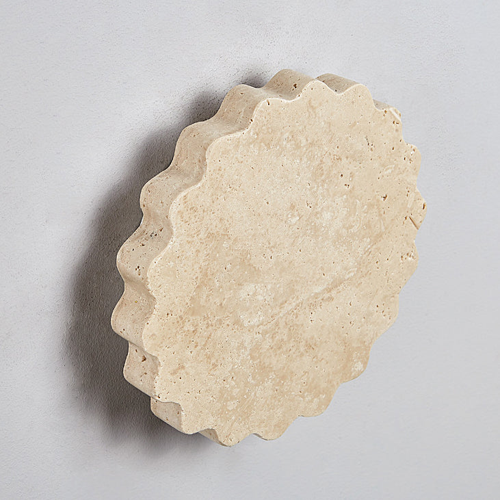 Japanese Beige Travertine Wavy Floral LED Wall Sconce Lamp
