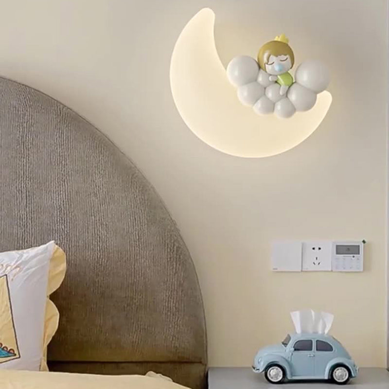 Modern Art Deco PE Iron Crescent LED Wall Sconce Lamp