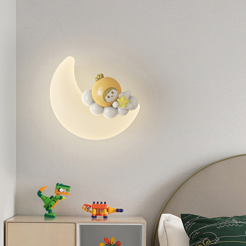 Modern Art Deco PE Iron Crescent LED Wall Sconce Lamp