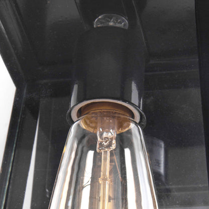 Iron Glass Lantern-Style Trapezoid 1-Light Wall Sconce Lamp