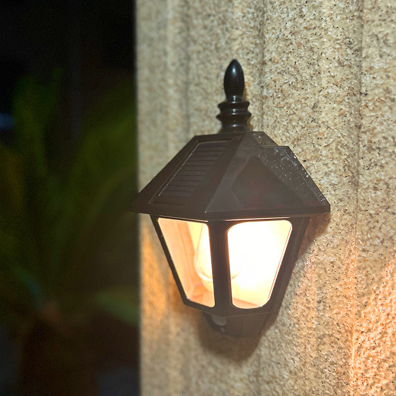 Chinese Fu Character Cone 1-Light Solar Wall Sconce Lamp