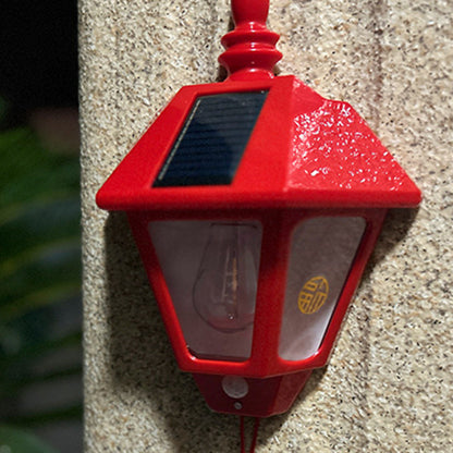 Chinese Fu Character Cone 1-Light Solar Wall Sconce Lamp