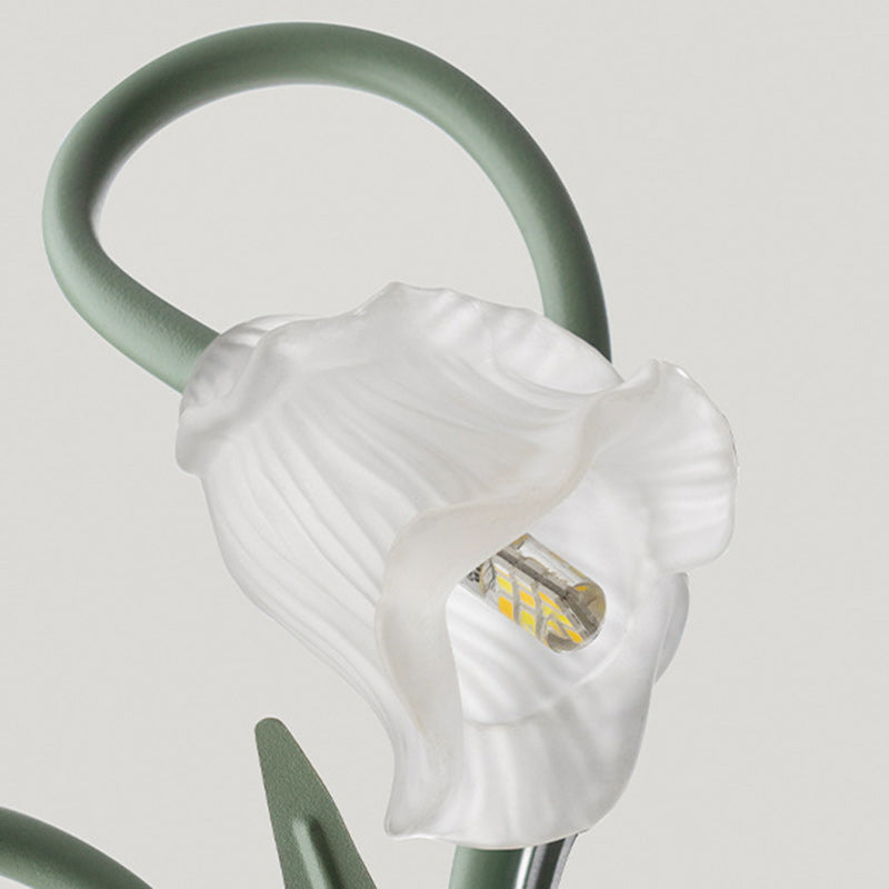 French Glass Iron Rose Leaf 3-Light Wall Sconce Lamp