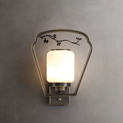 Chinese Fan-Shaped Elliptical 1-Light Wall Sconce Lamp