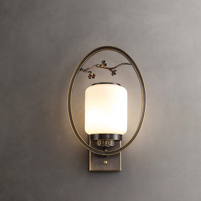 Chinese Fan-Shaped Elliptical 1-Light Wall Sconce Lamp