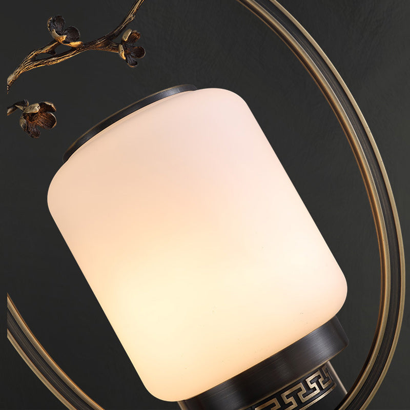 Chinese Fan-Shaped Elliptical 1-Light Wall Sconce Lamp