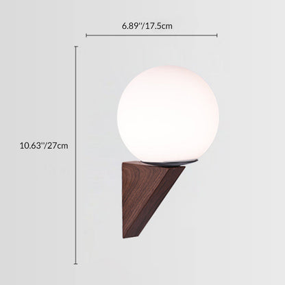 Chinese Iron Triangular Globe 1-Light Wall Sconce Lamp