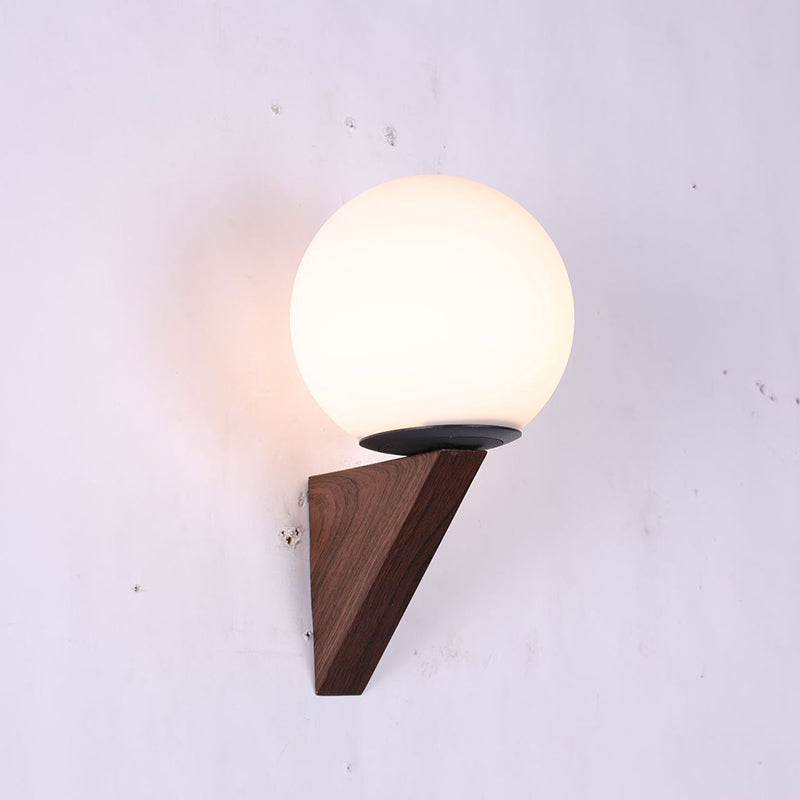 Chinese Iron Triangular Globe 1-Light Wall Sconce Lamp