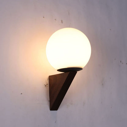 Chinese Iron Triangular Globe 1-Light Wall Sconce Lamp