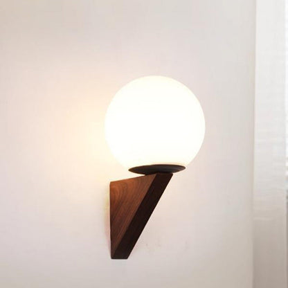 Chinese Iron Triangular Globe 1-Light Wall Sconce Lamp