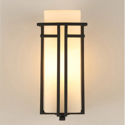 Industrial Glass Iron Rectangular 1-Light Wall Sconce Lamp