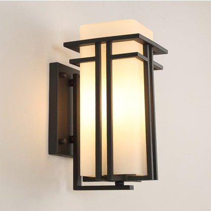 Industrial Glass Iron Rectangular 1-Light Wall Sconce Lamp