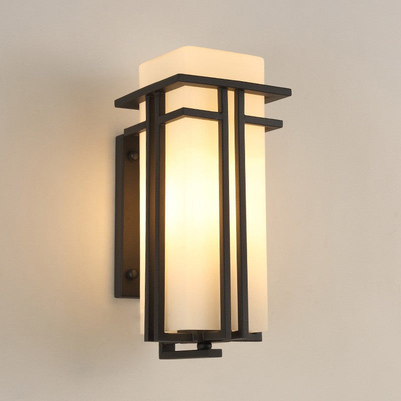 Industrial Glass Iron Rectangular 1-Light Wall Sconce Lamp