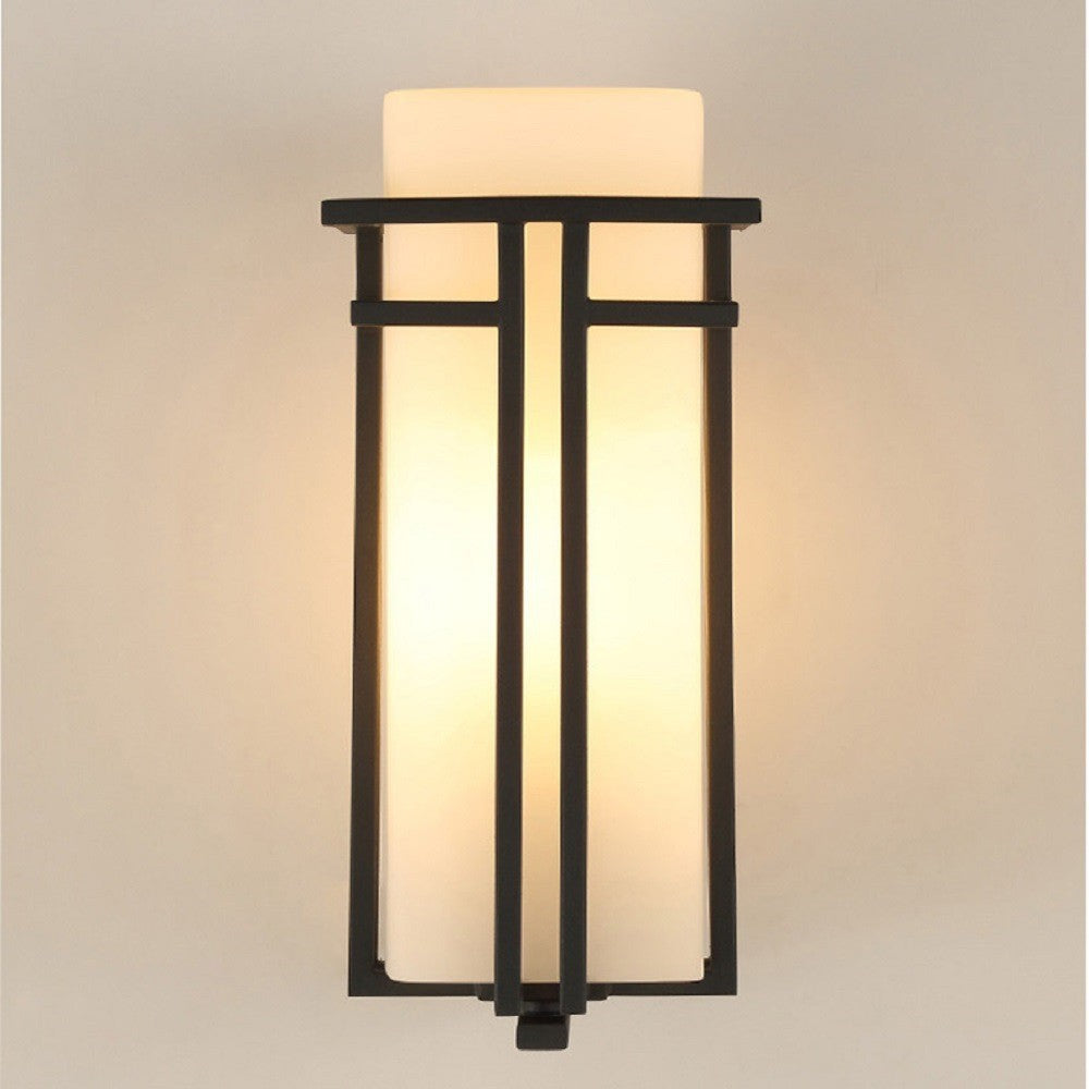 Industrial Glass Iron Rectangular 1-Light Wall Sconce Lamp
