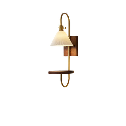 Chinese Rectangular Conical Curved 1-Light Wall Sconce Lamp