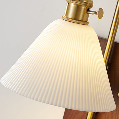 Chinese Rectangular Conical Curved 1-Light Wall Sconce Lamp