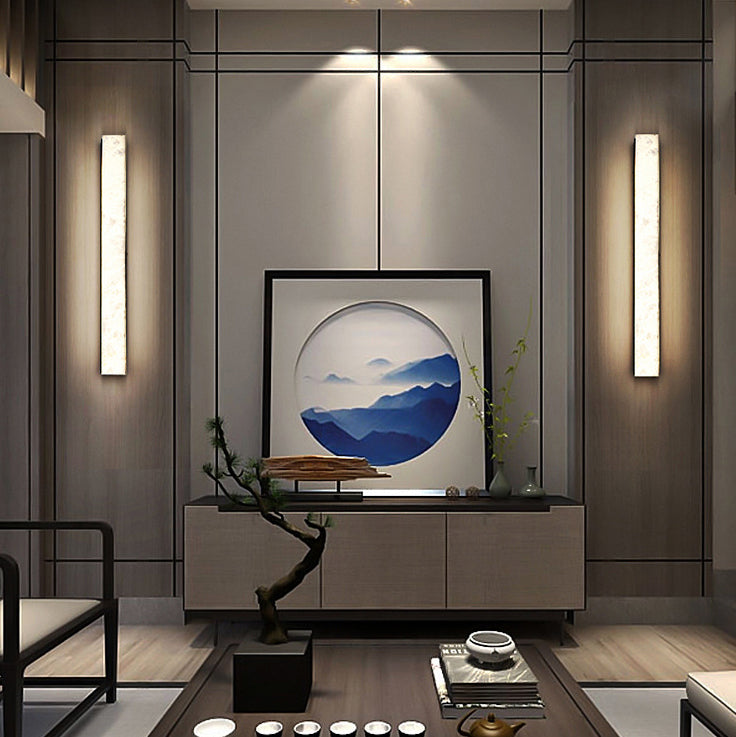 Brass Alabaster Rectangular LED Wall Sconce Lamp