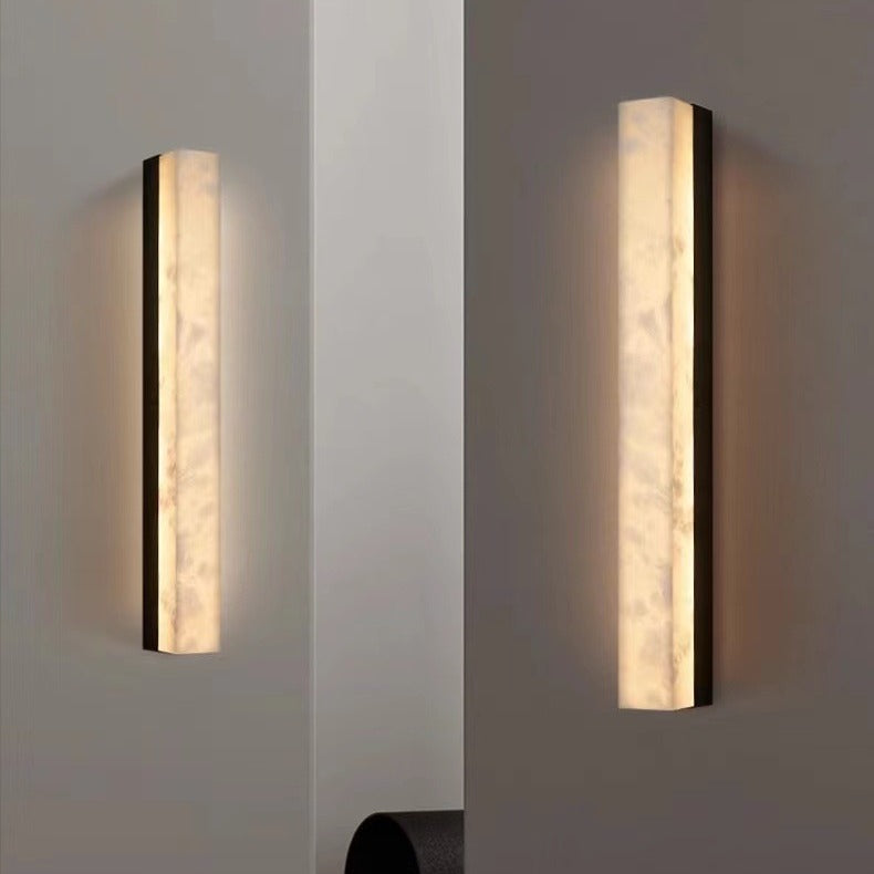Brass Alabaster Rectangular LED Wall Sconce Lamp