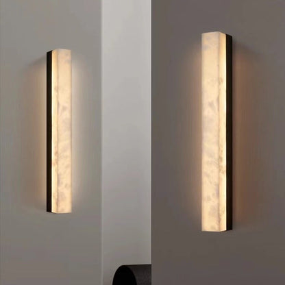 Brass Alabaster Rectangular LED Wall Sconce Lamp