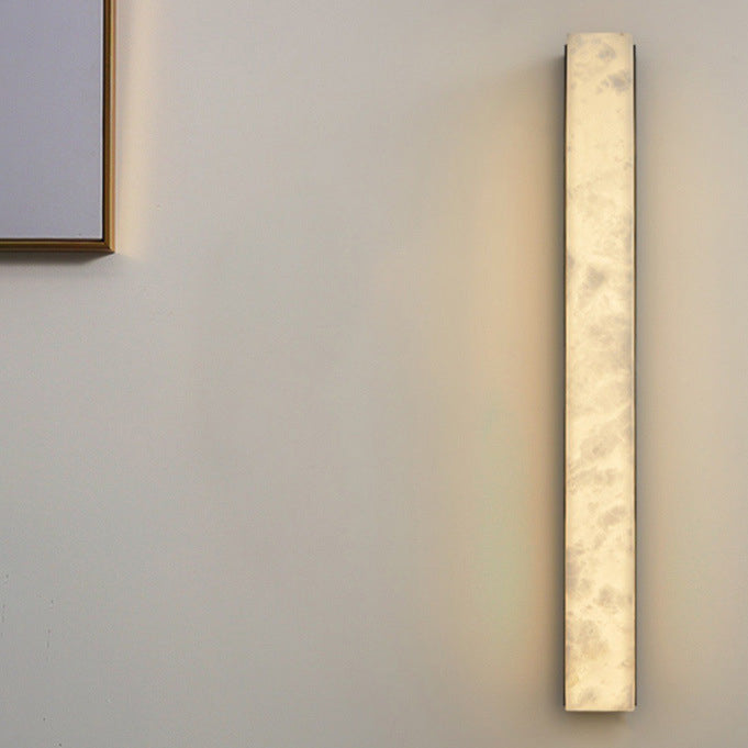 Brass Alabaster Rectangular LED Wall Sconce Lamp