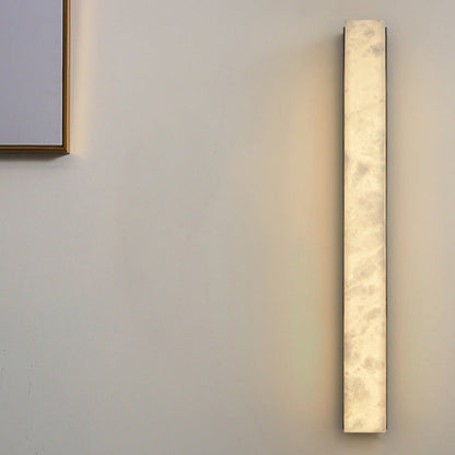 Brass Alabaster Rectangular LED Wall Sconce Lamp