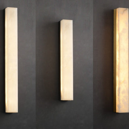 Brass Alabaster Rectangular LED Wall Sconce Lamp