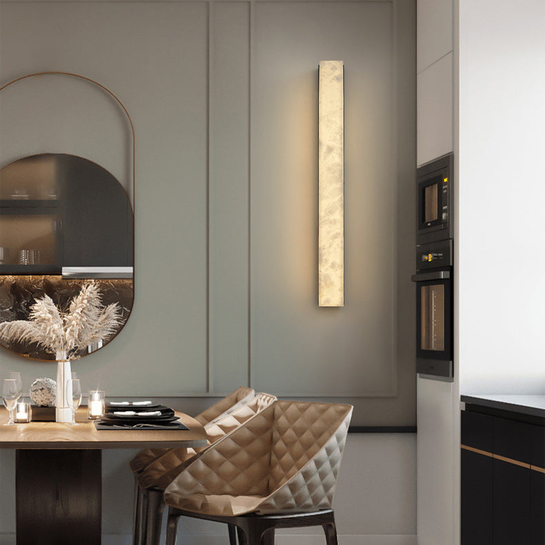 Brass Alabaster Rectangular LED Wall Sconce Lamp