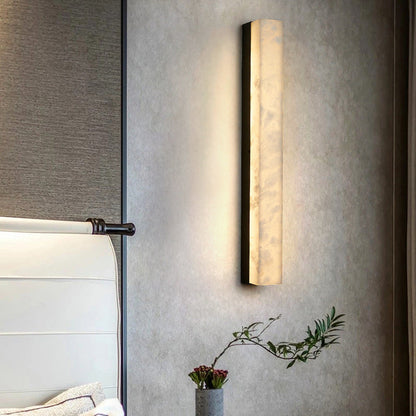Brass Alabaster Rectangular LED Wall Sconce Lamp