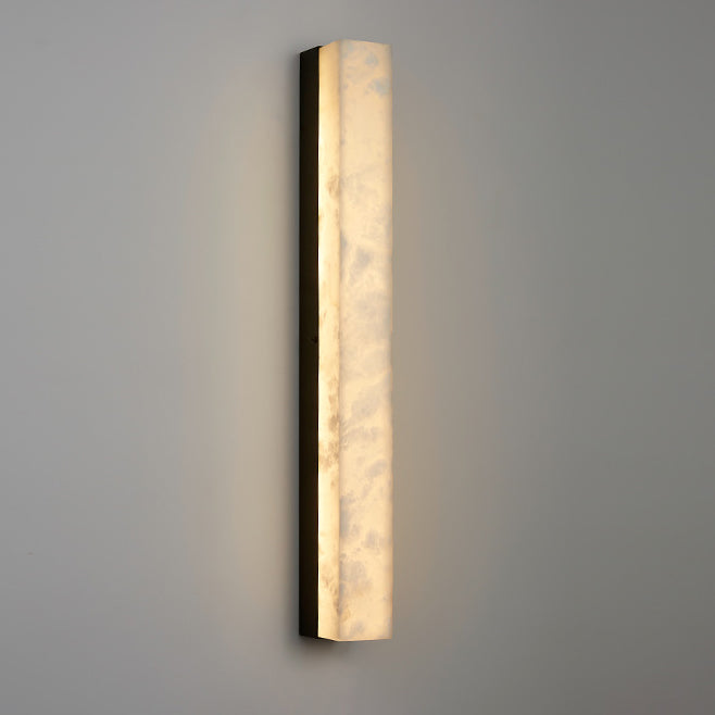Brass Alabaster Rectangular LED Wall Sconce Lamp