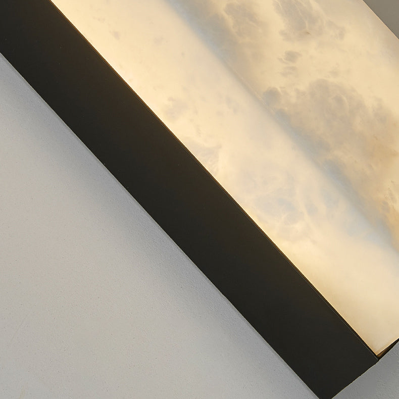 Brass Alabaster Rectangular LED Wall Sconce Lamp