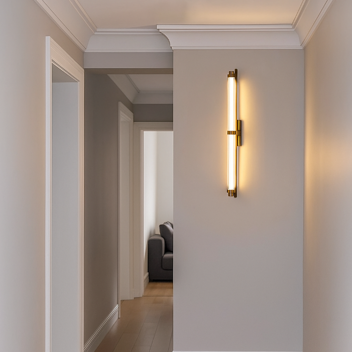 Scandinavian Glass Rectangle Cylinder LED Wall Sconce Lamp