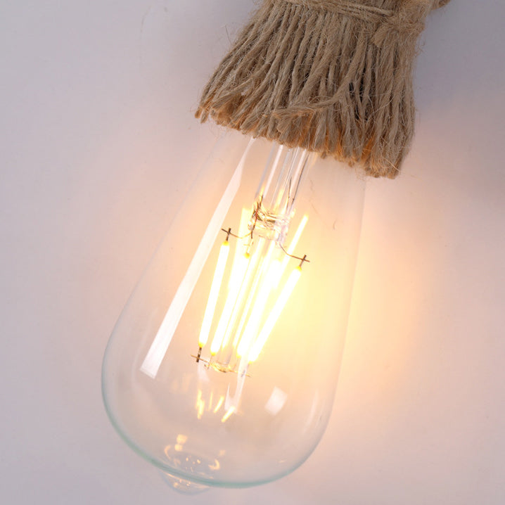Industrial Hemp Rope Iron Faucet 1-Light Wall Sconce Lamp