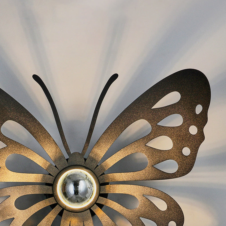 Iron Deer Butterfly Snowflake 1-Light Wall Sconce Lamp