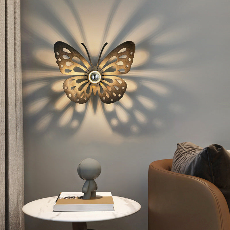 Iron Deer Butterfly Snowflake 1-Light Wall Sconce Lamp