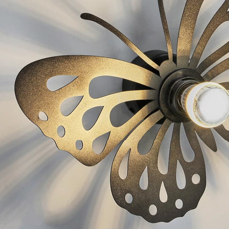Iron Deer Butterfly Snowflake 1-Light Wall Sconce Lamp