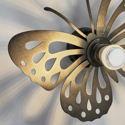 Iron Deer Butterfly Snowflake 1-Light Wall Sconce Lamp