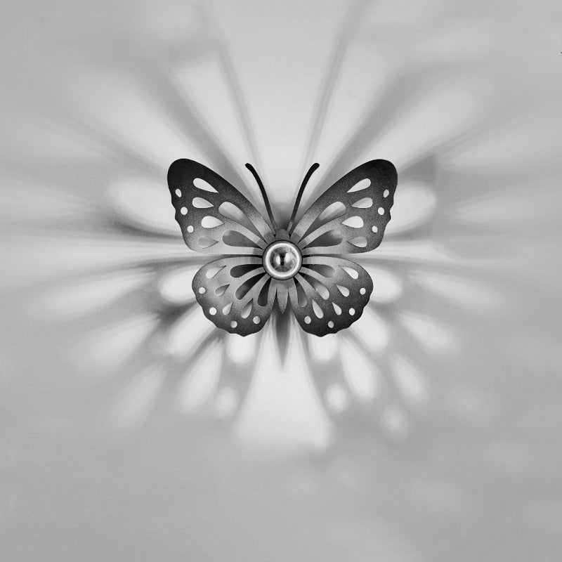Iron Deer Butterfly Snowflake 1-Light Wall Sconce Lamp