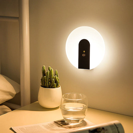 Iron Round LED Motion Sensor Wall Sconce Lamp Night Light