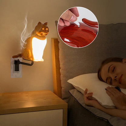 Rechargeable PC Lucky Cat LED Wall Sconce Lamp Night Light