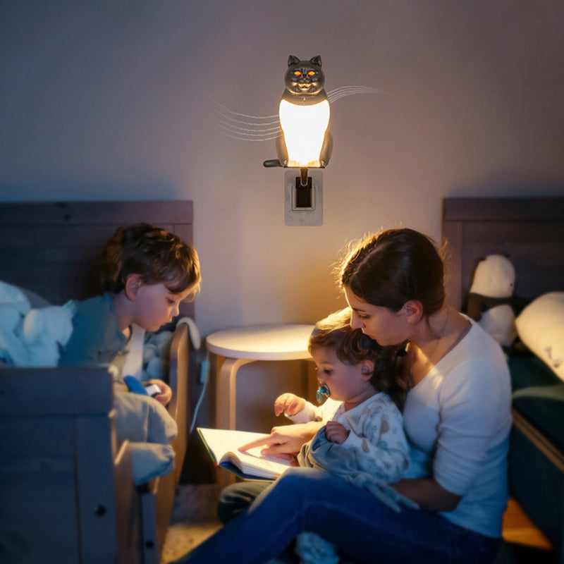 Rechargeable PC Lucky Cat LED Wall Sconce Lamp Night Light