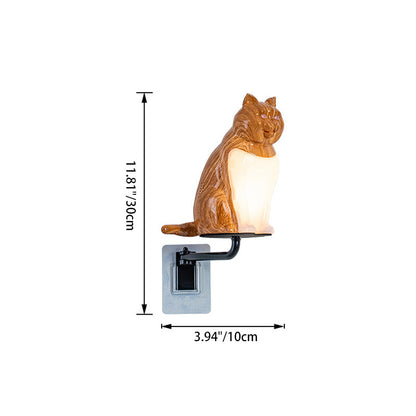 Rechargeable PC Lucky Cat LED Wall Sconce Lamp Night Light