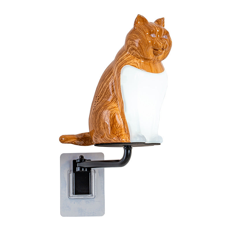 Rechargeable PC Lucky Cat LED Wall Sconce Lamp Night Light